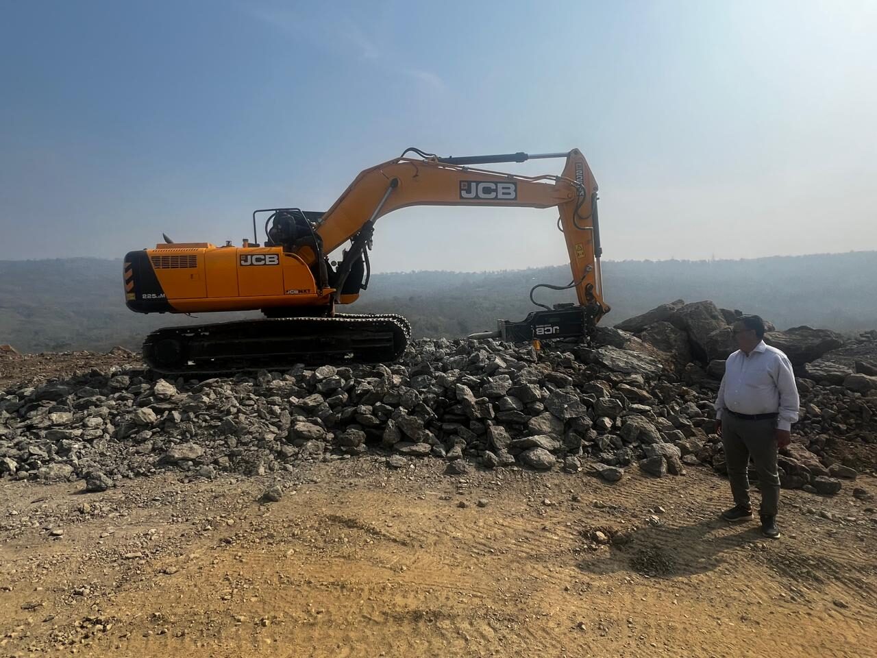 JCB excavator at work on site