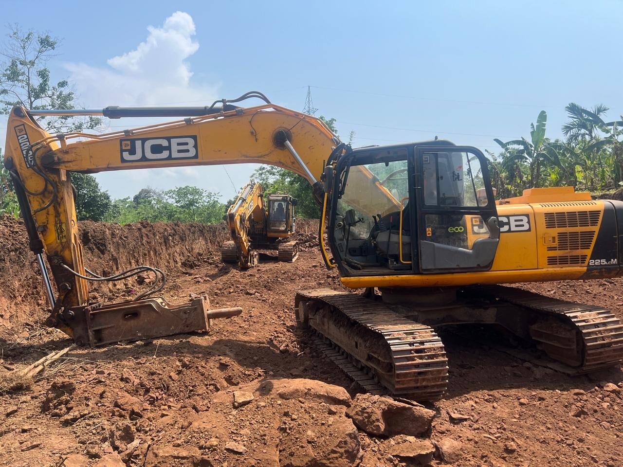 JCB excavator at work on site